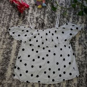 International Concepts Polka Dot off the shoulder top